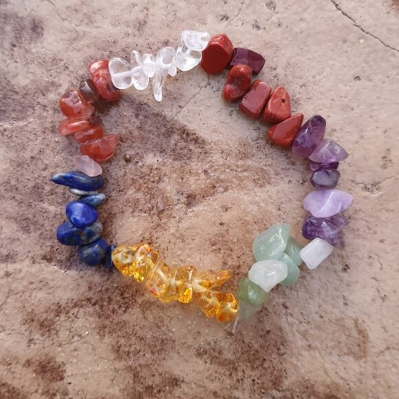 Adjustable Elastic Bangle Natural Multi Color Stones Bracelet Cuff Jewelry Gift - Picture 1 of 1